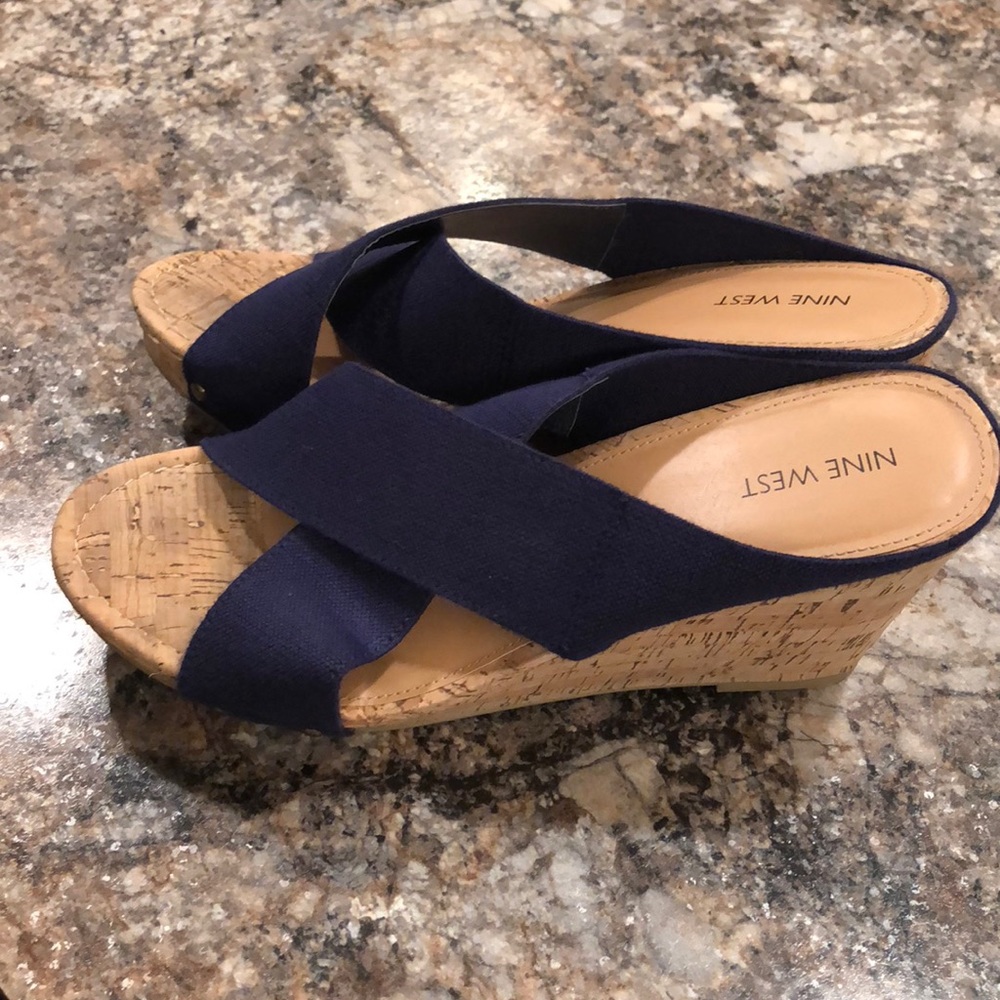 Nine West Navy Strapless Wedge